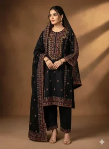 3 Pcs Women's Unstitched Embroidered Suit