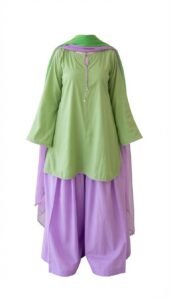 Lavender 3-Piece Chiffon Suit with Multi-Color Dupatta
